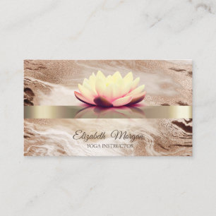 Elegante Gold Glitter Lotusblume Marmor Visitenkarte
