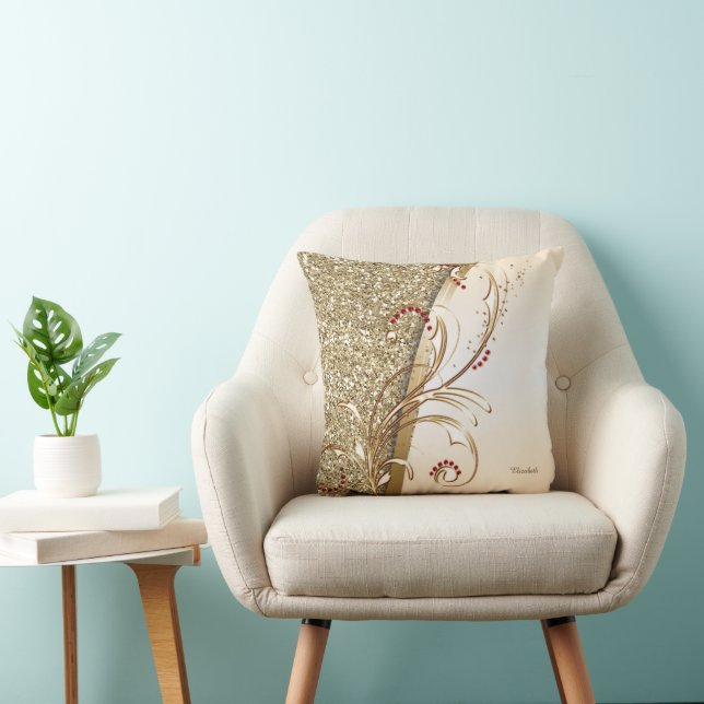 Elegante Gold Glittery Wirbel Kissen (Stuhl )