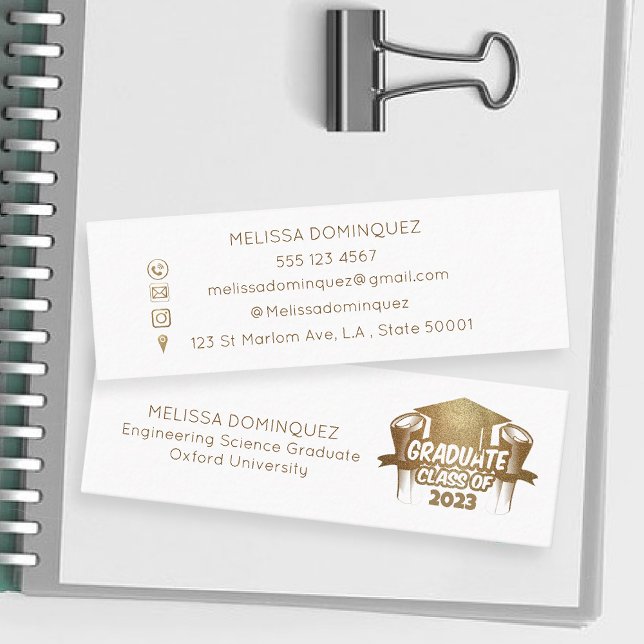 Elegante Gold Glitzer Abschluss Name Card Telefonnummerkarte (Von Creator hochgeladen)