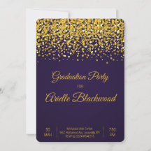 Elegante Gold Glitzer & Blue Graduation Party