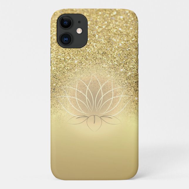 Elegante Gold Glitzer Bokeh Lotus Case-Mate iPhone Hülle (Rückseite)