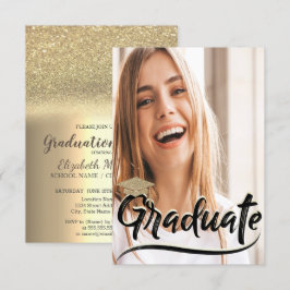 Elegante Gold Glitzer Cap,Foto Graduation Party Einladung