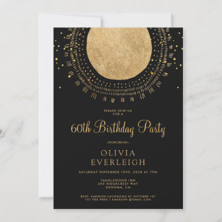 Elegante Gold Glitzer Circle 60. Geburtstagsparty  Einladung