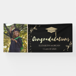 Elegante Gold Glitzer Graduate Cap, Foto Abschluss Banner