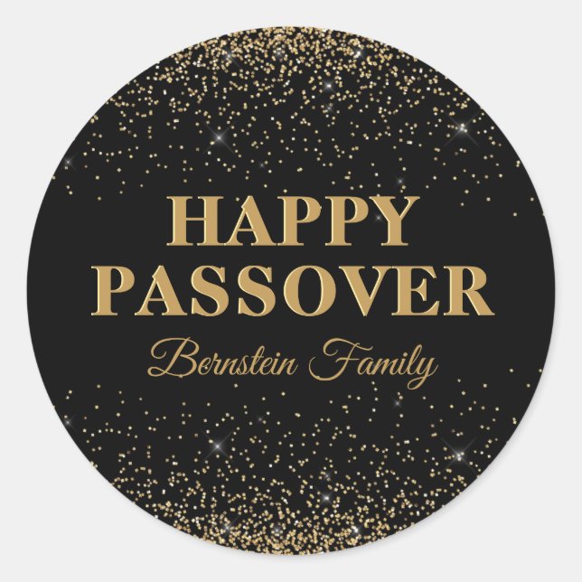 Elegante Gold Glitzer Happy Passover Stickers (Vorderseite)