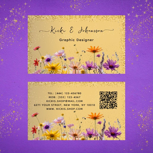 Elegante Gold Glitzer Qr Code Business Card Visitenkarte (Elegant Gold Glitter Qr Code Busines Card)