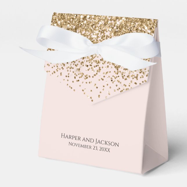 Elegante Gold Glitzer Rosa Gastgeschenk Hochzeit B Geschenkschachtel (Vorderseite)