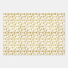 Elegante Gold Glitzer Weihnachtssymbole Geschenkpapier Set