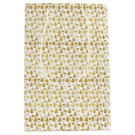 Elegante Gold Glitzer Weihnachtssymbole Mittlere Geschenktüte