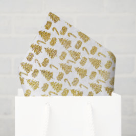 Elegante Gold Glitzer Weihnachtssymbole Seidenpapier