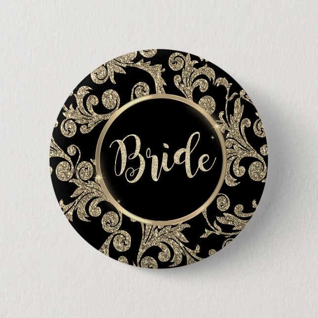 Elegante Gold Glitzer Wirbel Button (Vorderseite)