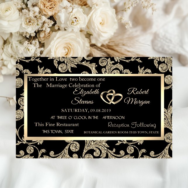 Elegante Gold Glitzer Wirbel, Frame Wedding Einladung (Von Creator hochgeladen)