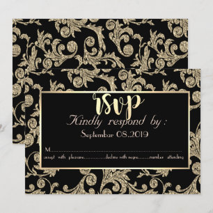 Elegante Gold Glitzer Wirbel RSVP Card Einladung