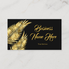 Elegante Gold Golden Palms Black Business Card Visitenkarte