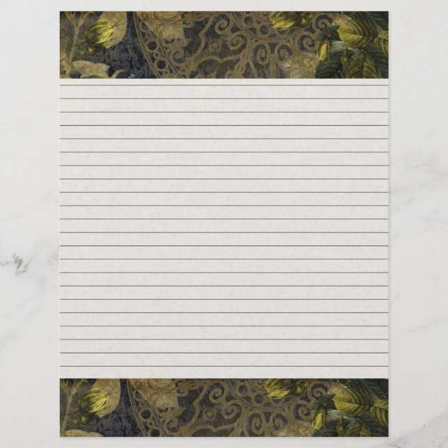 Elegante Gold Gothic Night Lined Rezept Seite Beil (Vorderseite)