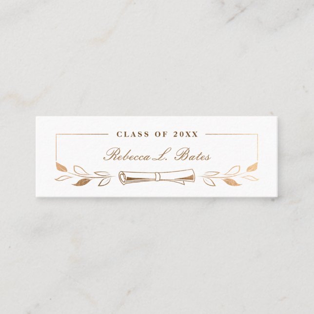 Elegante Gold Graduate Name Card Telefonnummerkarte (Vorderseite)