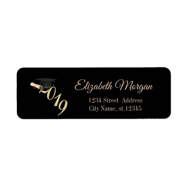 Elegante Gold Graduation Cap, schwarz (Vorne)