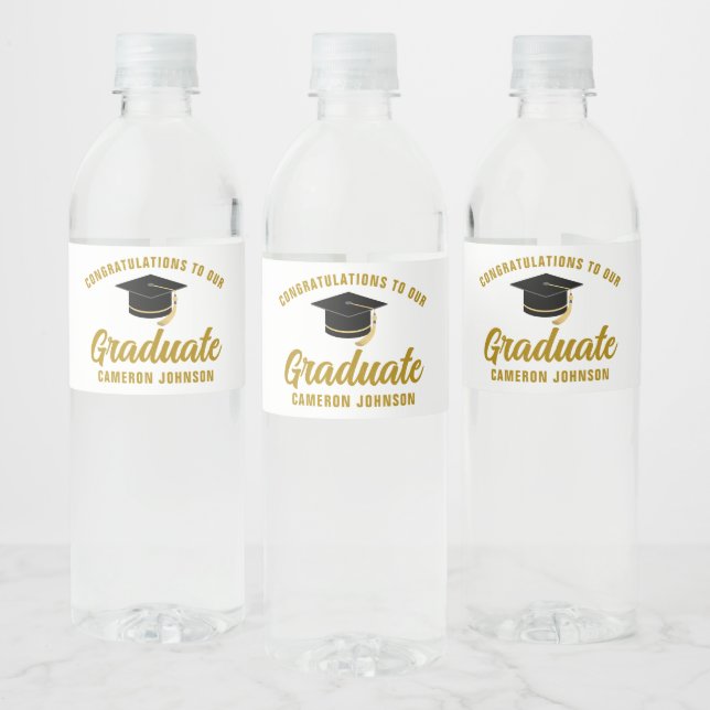 Elegante Gold Graduation Party Personalisiert (Flaschen)