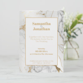 Elegante Gold Gray Marble Wedding Einladung