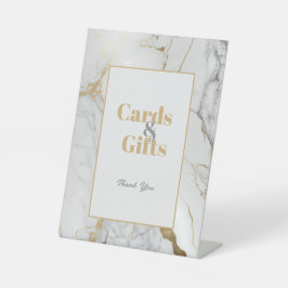 Elegante Gold Gray Marmorkarten und Geschenke Sockelschild