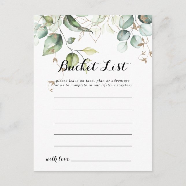Elegante Gold Greenerity Bucket List Cards Postkarte (Vorderseite)