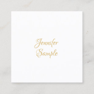 Elegante Gold-Handschrift-Text Minimalistische Vor Quadratische Visitenkarte