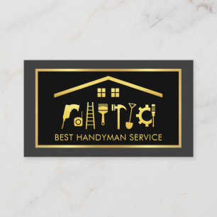Elegante Gold-Handwerker-Werkzeuge Rahmen Visitenkarte