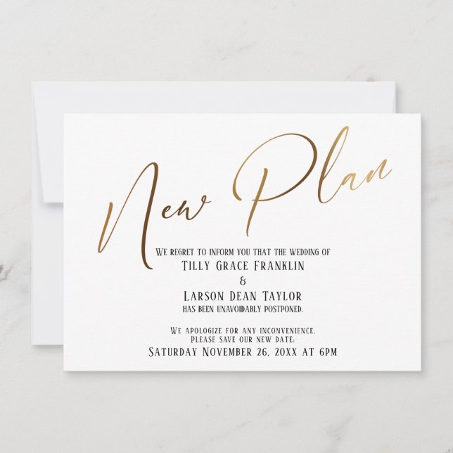 Elegante Gold Handwriting - Ankündigung eines neue (Vorderseite)