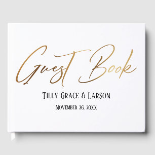 Elegante Gold Handwriting Simple Guest Book Gästebuch