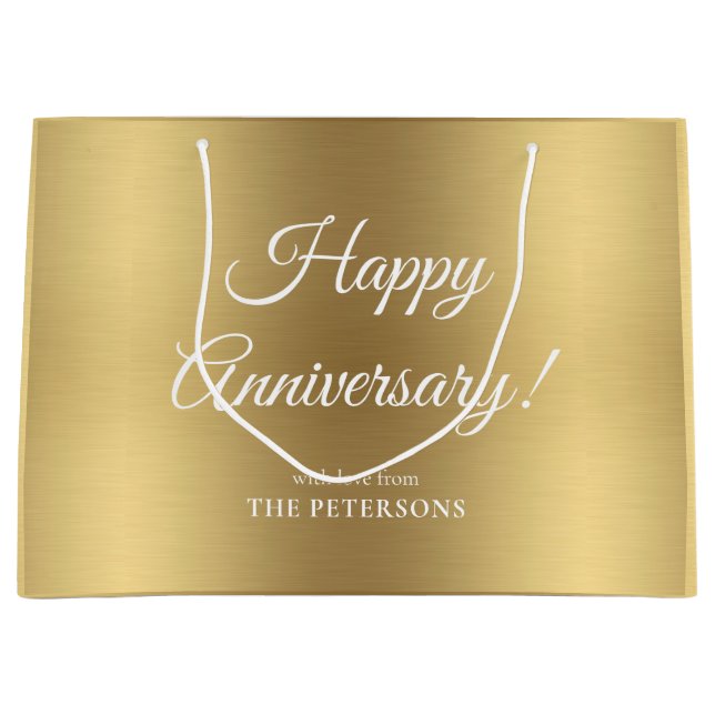Elegante Gold Happy Jubiläumsname Große Geschenkta Große Geschenktüte (Vorderseite)
