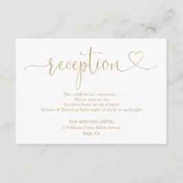 Elegante Gold Heart Script Hochzeitsempfehlung Begleitkarte