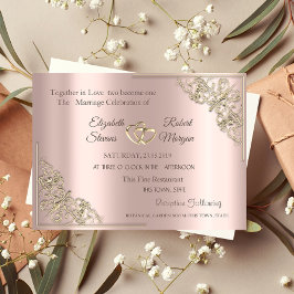 Elegante Gold Hearts Rose Goldene Hochzeit Einladu Einladung