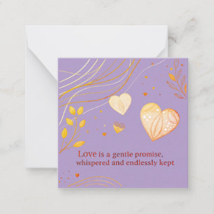 Elegante Gold Herz Liebeskunst Mitteilungskarte