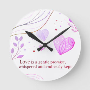 Elegante Gold Herz Liebeskunst Runde Wanduhr