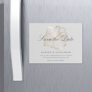 Elegante Gold Hibiskus Blume Hochzeit speichern Si Magneteinladung