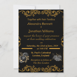 Elegante Gold Hochzeit Einladung