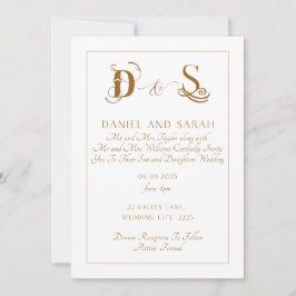 Elegante Gold Hochzeit Einladung