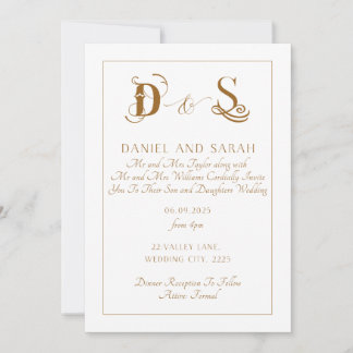 Elegante Gold Hochzeit Einladung