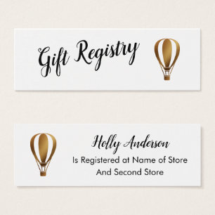 Elegante Gold Hot Air Ballon Gift Registry Cards