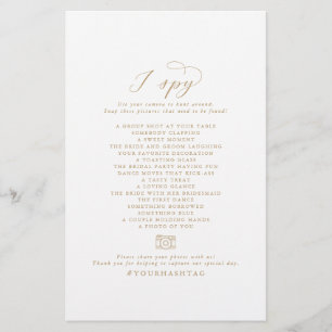 Elegante Gold I Spy Wedding Foto Scavenger Hunt Flyer
