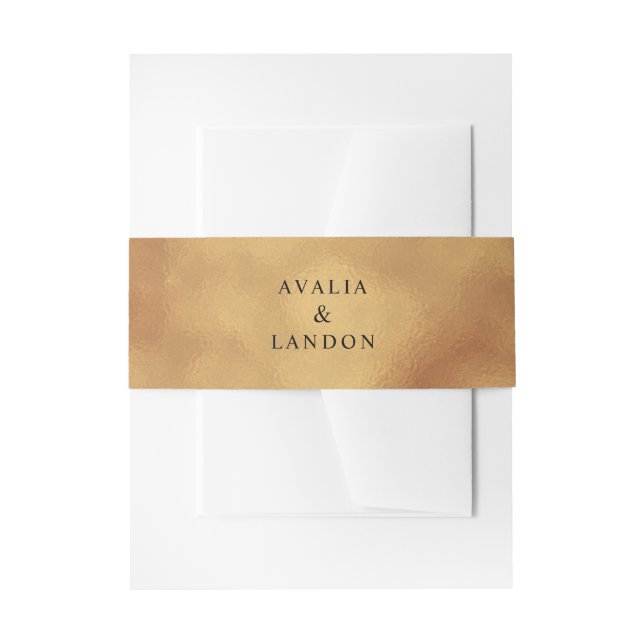 Elegante Gold Imitate Hochzeit | Namen Einladungsbanderole (Vorderseite Beispiel)