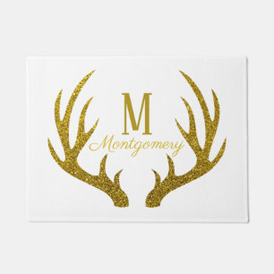 Elegante Gold Imitats Glitzer Hirsche Antler & Whi Fußmatte