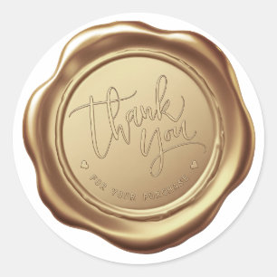 Elegante Gold Imitats Wax Siegel "Danke für Ihre A Runder Aufkleber