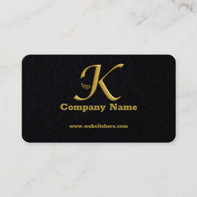 Elegante Gold Initial Letter K Logo Business Card Visitenkarte (Vorderseite)