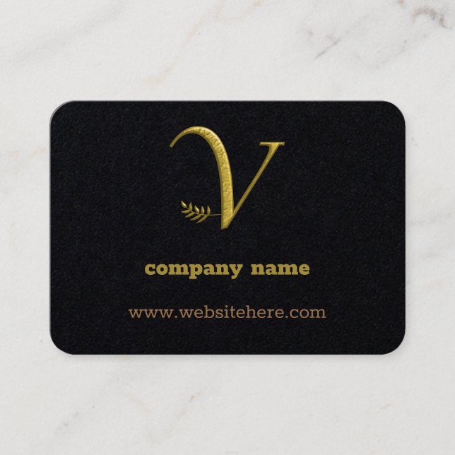 Elegante Gold Initial Letter V Logo-Visitenkarte Visitenkarte (Vorderseite)