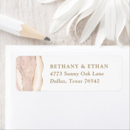 Elegante Gold Ivory Agate Wedding Rücksendeadresse