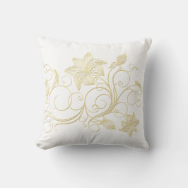 Elegante Gold Ivy Blume und Blätter Kissen
