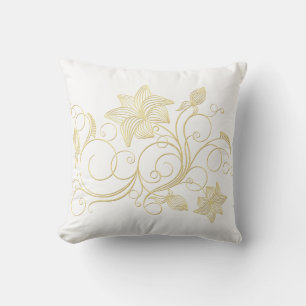 Elegante Gold Ivy Blume und Blätter Kissen