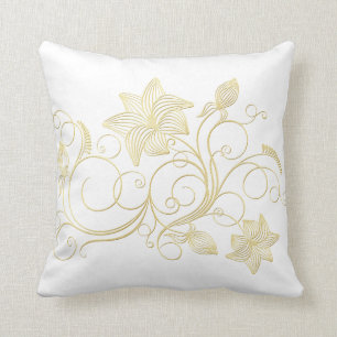 Elegante Gold Ivy Blume und Blätter Kissen