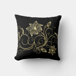 Elegante Gold Ivy Blume und Blätter Kissen